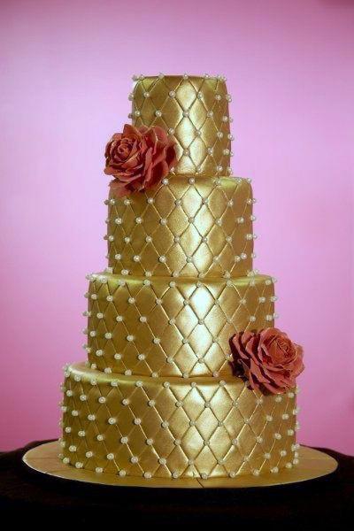 Shiny Gold Wedding Cake