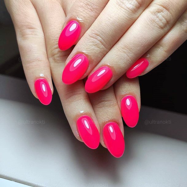 Shiny Hot Pink Nails
