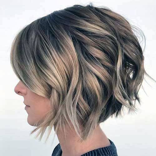 Shiny Light Blonde Medium Brown Under Layered Chin Length Hairstyles For Women