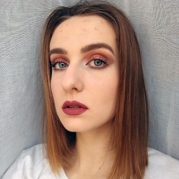 Shiny Orange And Brown Eyeshadow Women