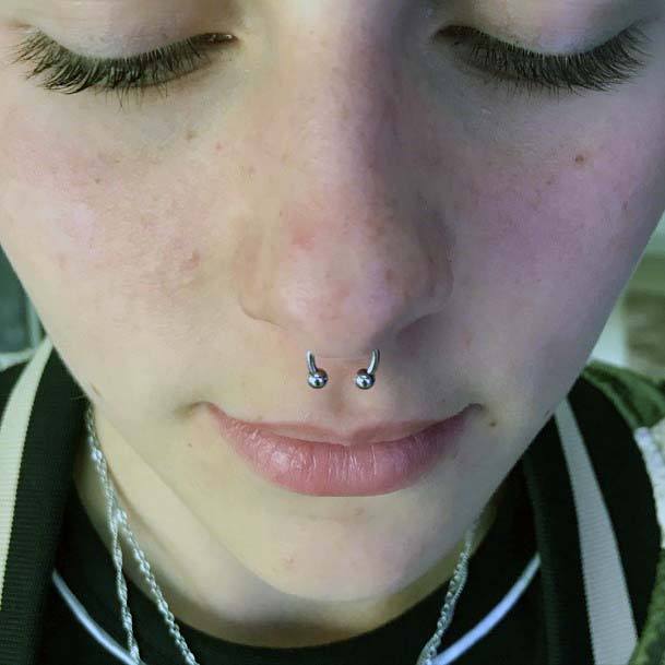 Shiny Polished Silver Septum Body Piercings For Women