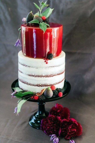 Shiny Red And White Velvet Cake Wedding Art