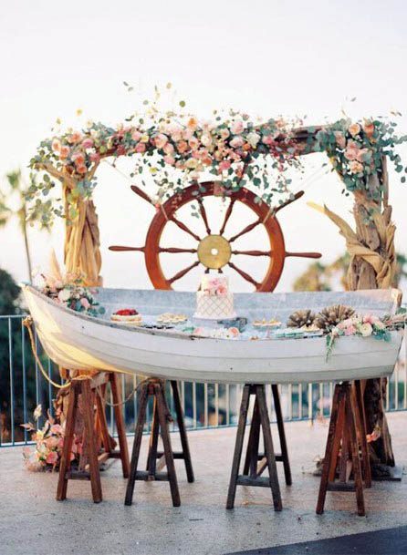 Ship Themed Anchor And Beach Wedding Flowers