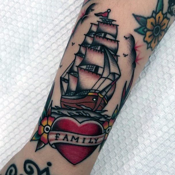 Ship With Sails American Traditional Tattoo Womens Hand