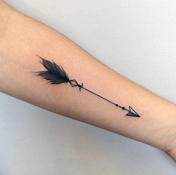 Shooting Arrow Tattoo Feathered Women