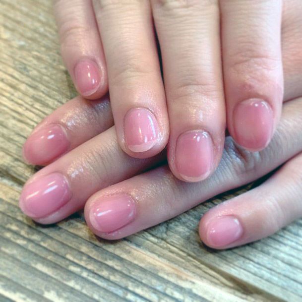 Short Clear Pink Nails Women
