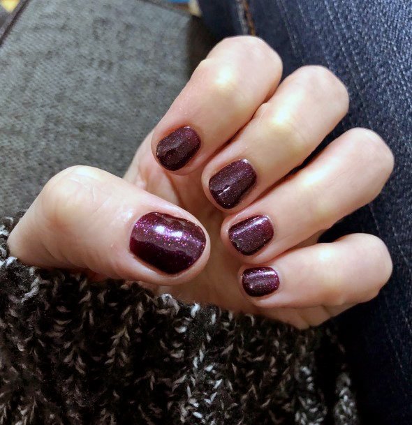 Short Dark Purple Nails Women