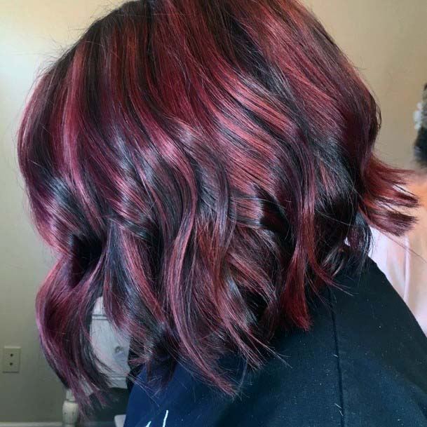 Short Hair Female Spring Hairstyle With Brown Hair And Red Accents