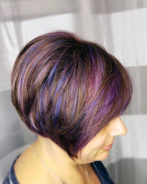 Short Haircuts For Women Over 50 Colorful Side Swept Short Bob