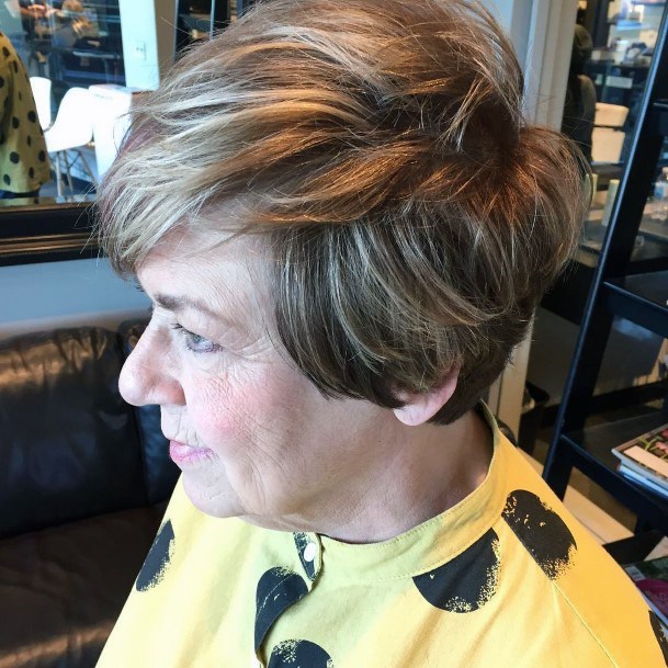 Short Haircuts For Women Over 50 Side Bangs Highlights