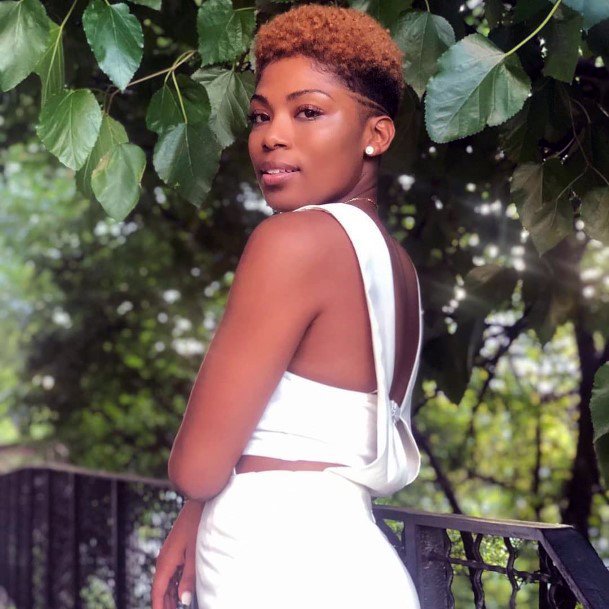 Short Hairstyles For Black Women Dyed Top Shaved Sides