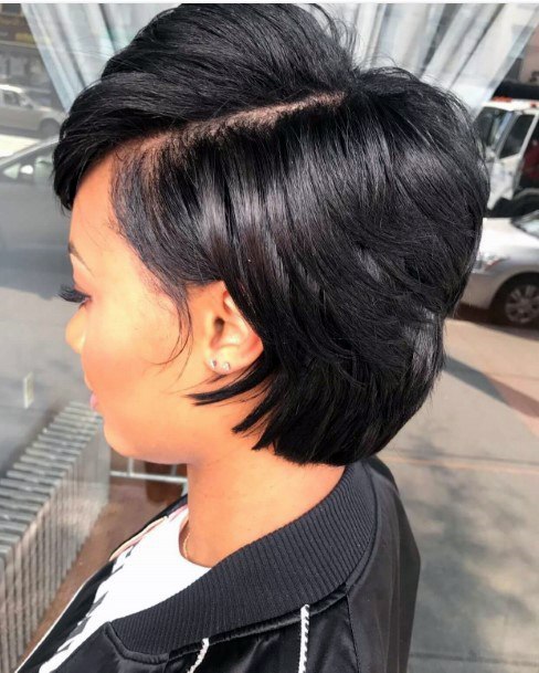 Short Hairstyles For Black Women Long Pixie Deep Side Part