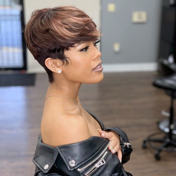 Short Hairstyles For Black Women Side Swept Pixie