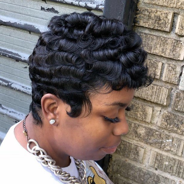 Short Hairstyles For Black Women Wavy Finger Curls