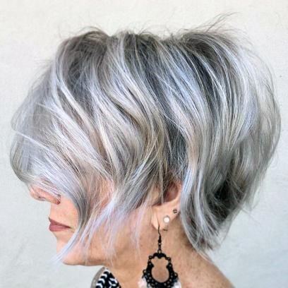 Short Hairstyles For Older Women Silver Foxette Long Side Pixie
