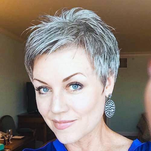 Short Hairstyles For Older Women Spiked Textured Pixie