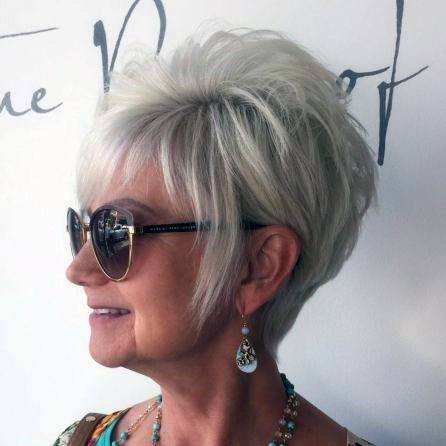 Short Hairstyles For Older Women Voluminous Layered Bangs