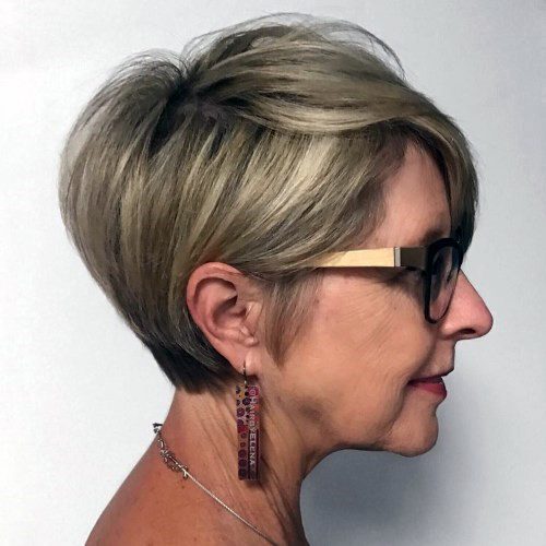 Short Hairstyles For Women Over 60 Blonde Highlights Pixie With Bangs