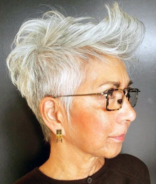 Short Hairstyles For Women Over 60 White Youthful Pixie With Flare