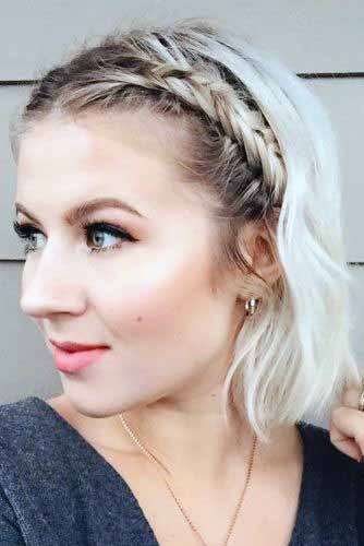 Short Hairstyles For Women Side Fishtail Braid Blonde Bob Cut