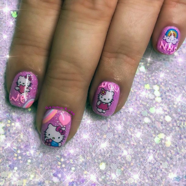 Short Hello Kitty Nails
