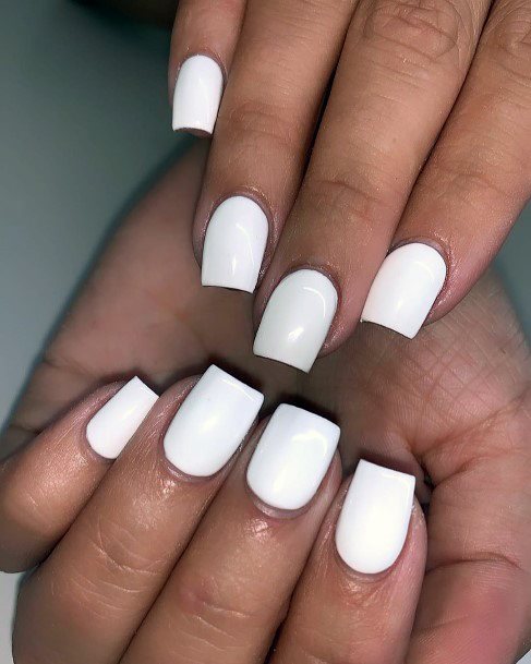 Short Milky White Square Nails Women