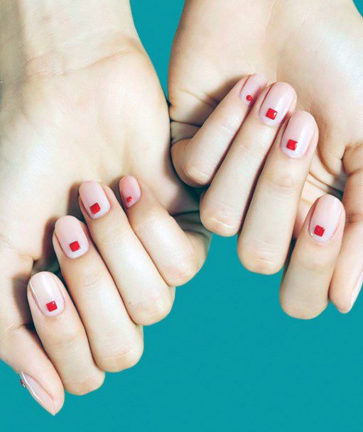 Short Nails With Red Designs For Women