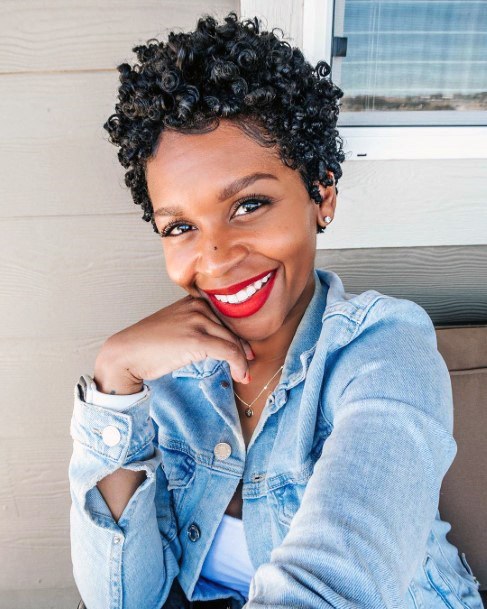 Short Natural Hairstyles For Black Women Nice Medium Size Curly Pixie