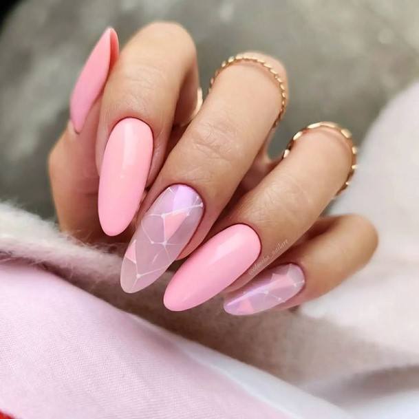 Short Pink And White Girls Nail Ideas