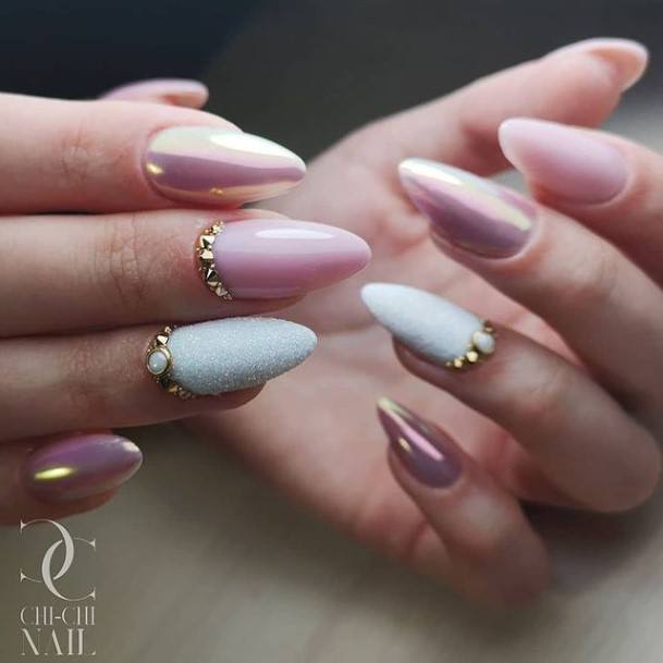 Short Pink And White Nails Feminine Ideas