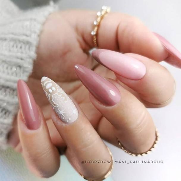 Short Pink And White Womens Nail Ideas