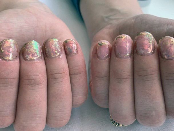 Short Simple Iridescent Nails Women