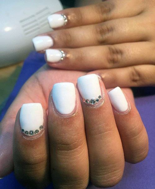 Short Square Nails White Gel Nails