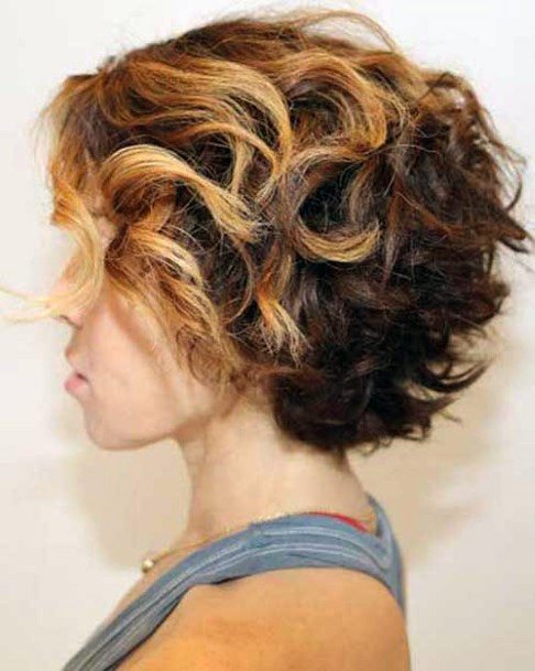 Short Volume Hairstyle On Female Dark Undertones And Light Highlights