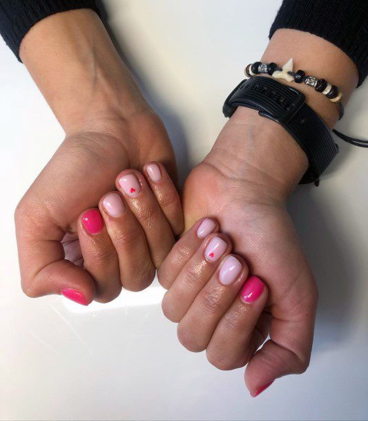 Short White And Pink Attractive Nails