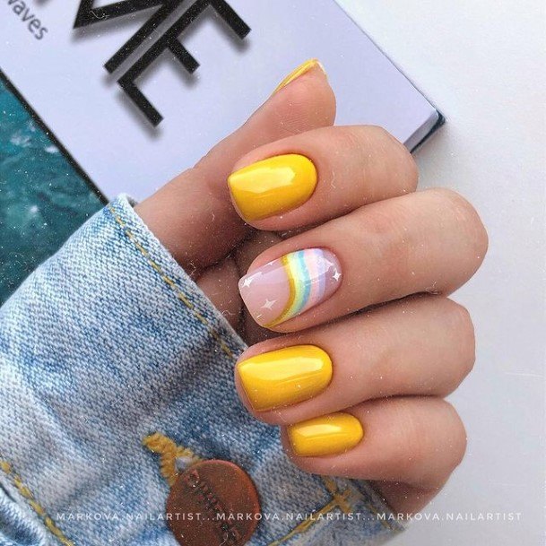 Short Yellow Girls Nail Ideas