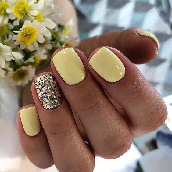 Short Yellowic Womens Short Yellow Nail Designs