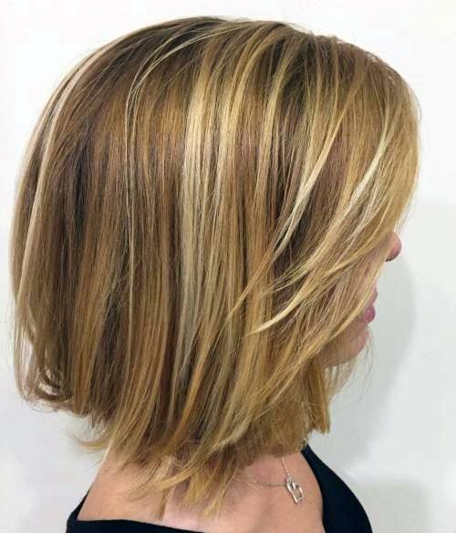 Shoulder Length Gorgeous Blonde Highlights Medium Length Hairstyles For Women Over 50