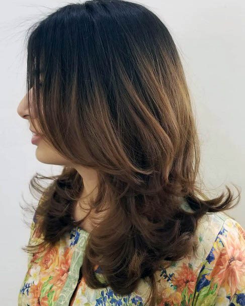 Shoulder Length Hair Ombre Dark Brown To Medium Brown Shiny Hair