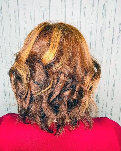 Shoulder Length Hair With Soft Curls On Golden Copper Brown Hair