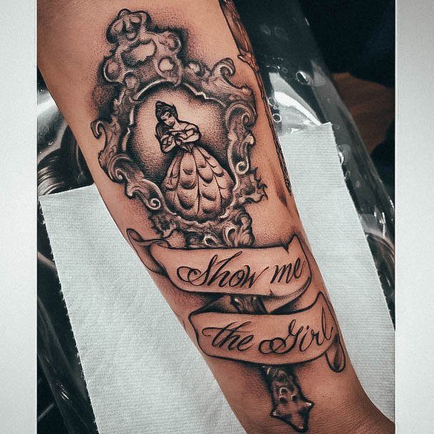 Show Me The Girl Hand Mirror Forearm Amazing Beauty And The Beast Tattoo Ideas For Women
