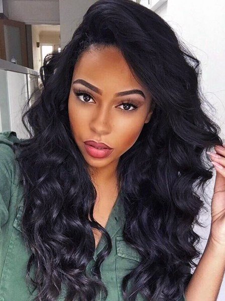 Side Bangs Long Curly Hairstyles For Black Wome