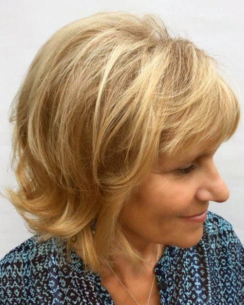 Side Bangs Wavy Short Haircuts For Women Over 50