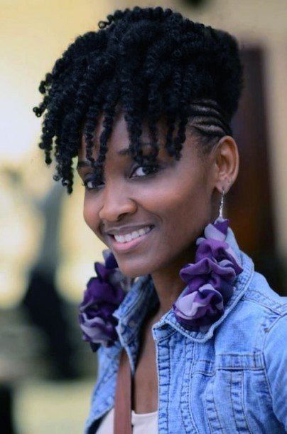 Side Braids Tight Curls On Top Natural Hairstyles For Black Women