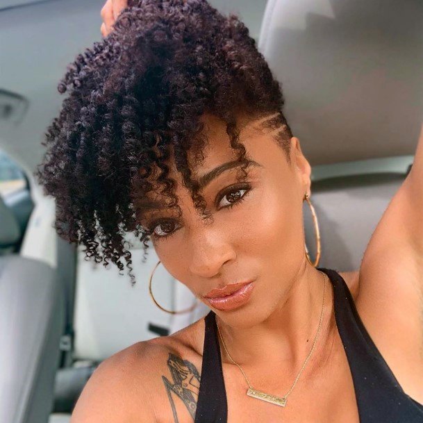 Side Buzz Curly Top Short Natural Hairstyles For Black Women