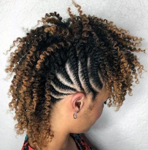 Side Cornrows Curly Mohawk Braided Hairstyles For Black Women