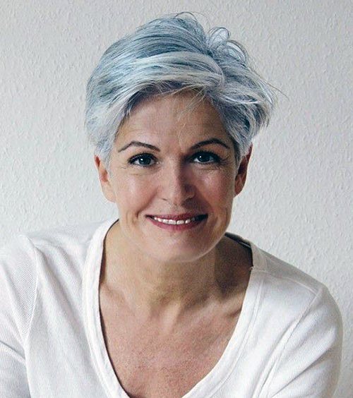 Side Part Grey Short Haircuts For Women Over 50