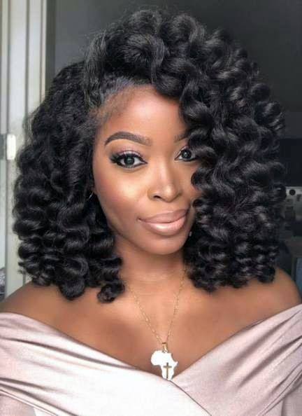 Side Swept Crochet Shoulder Length Hairstyles For Black Women