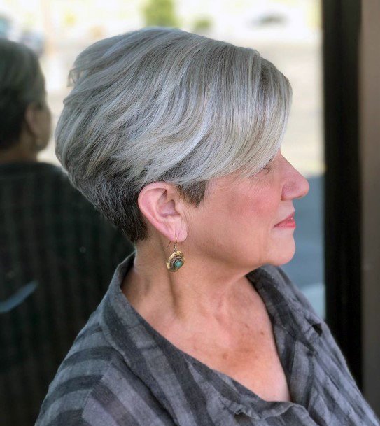 Side Swept Pixie Short Hairstyles For Older Women