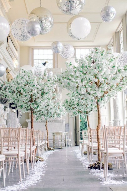 Silver And White Balls Decorations Wedding Ceiling